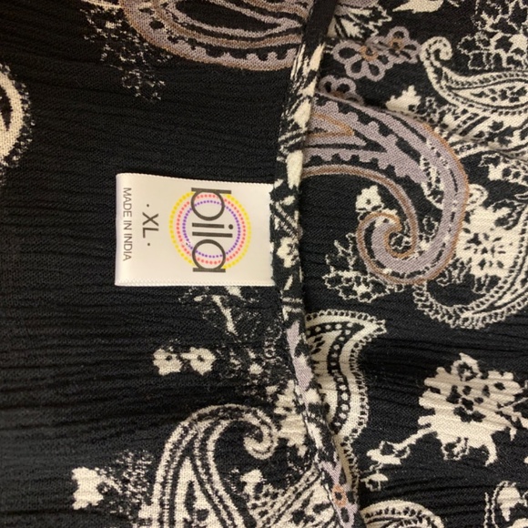 bila dress SZ Xl black & tan paisley maxi crinkle bohemian casual babydoll - Picture 7 of 12